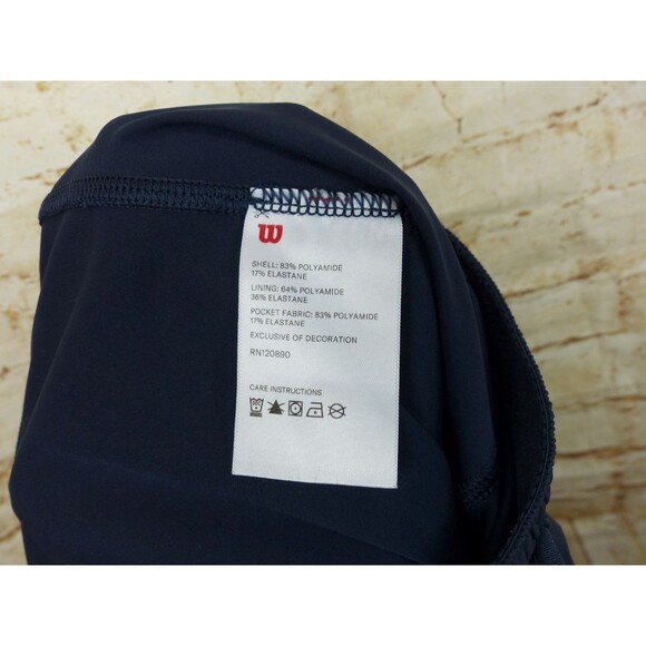 Wilson Athletic Shorts Women M Navy Blue Flowy 2 in 1 Liner Running Tennis Gym - Picture 13 of 14